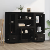 Buffets 3 pcs noir bois d'ingénierie