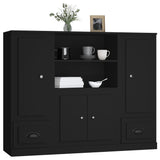 Buffets 3 pcs noir bois d'ingénierie