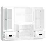 Buffets 3 pcs blanc brillant bois d'ingénierie