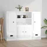 Buffets 3 pcs blanc brillant bois d'ingénierie