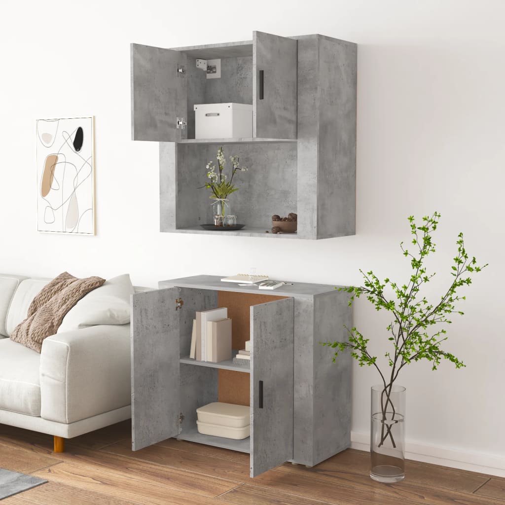 High sideboard Concrete gray Engineered wood