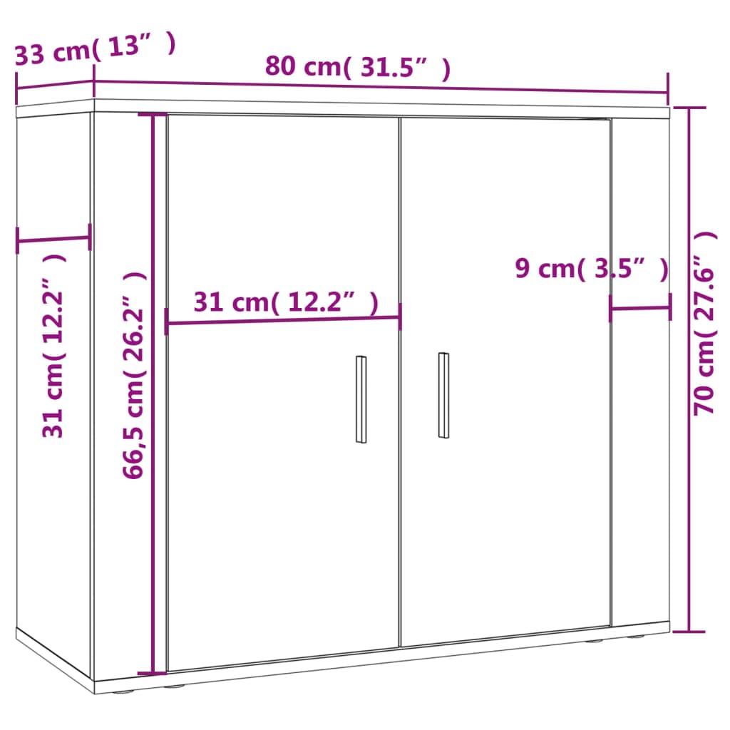 Hohes Sideboard aus schwarzem Holzwerkstoff