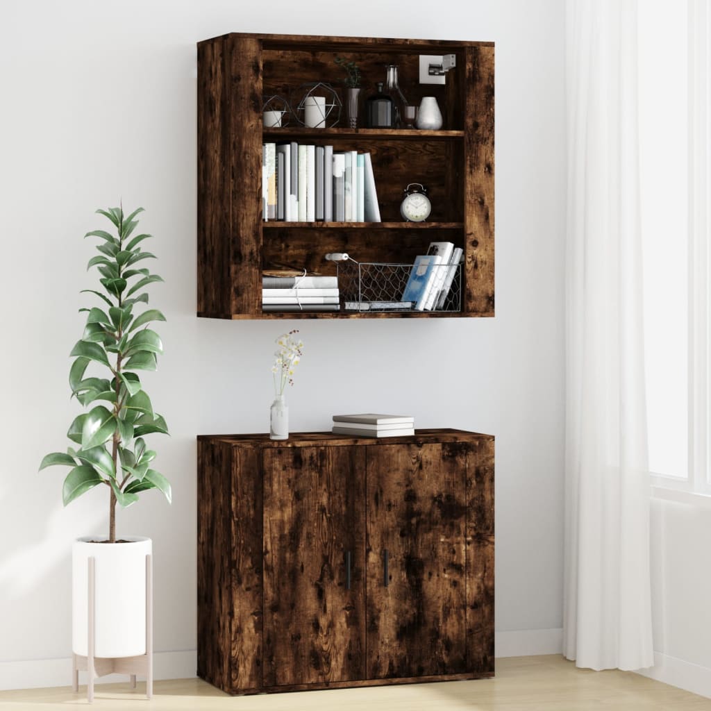 Hohes Sideboard. Holzwerkstoff aus geräucherter Eiche