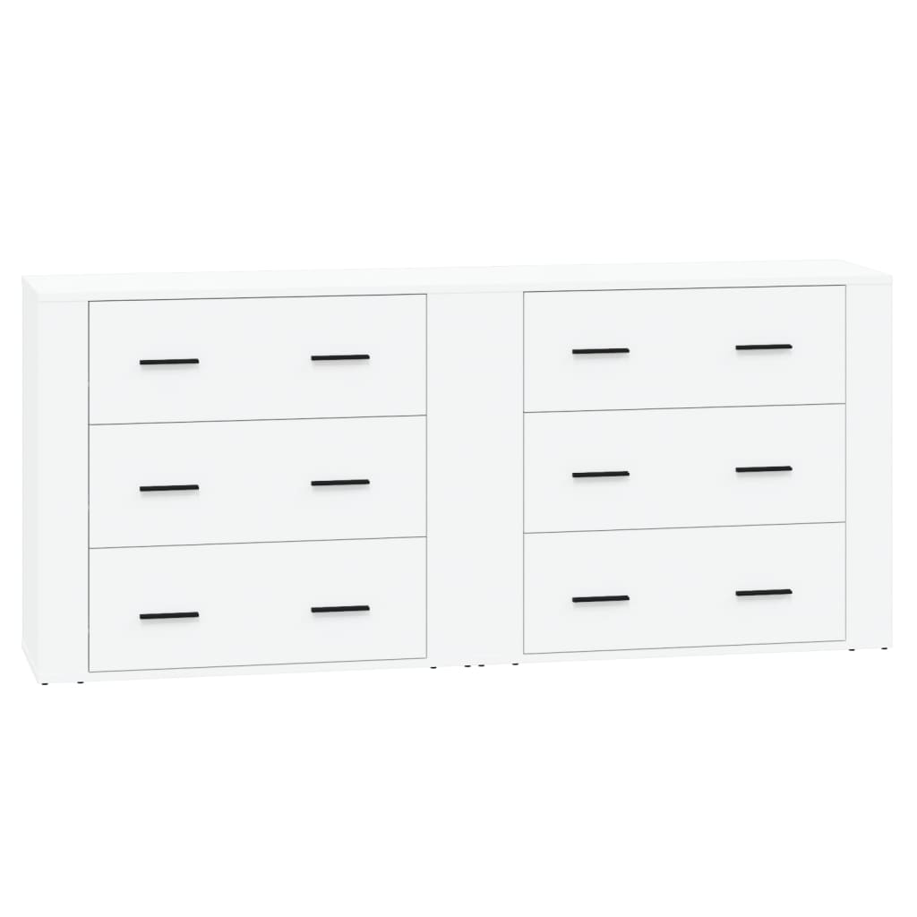 Buffets 2 pcs blanc bois d'ingénierie