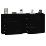 Buffets 2 pcs noir bois d'ingénierie