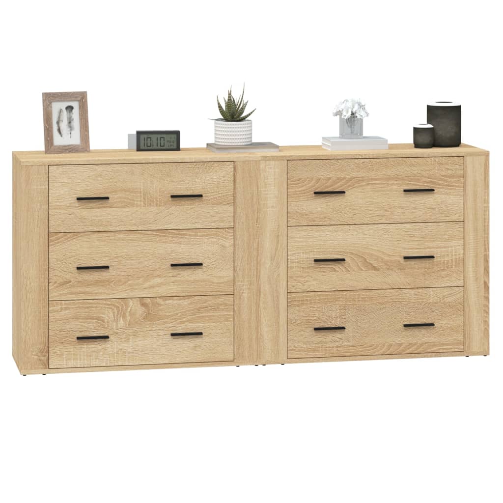 Buffets 2 pcs chêne sonoma bois d'ingénierie