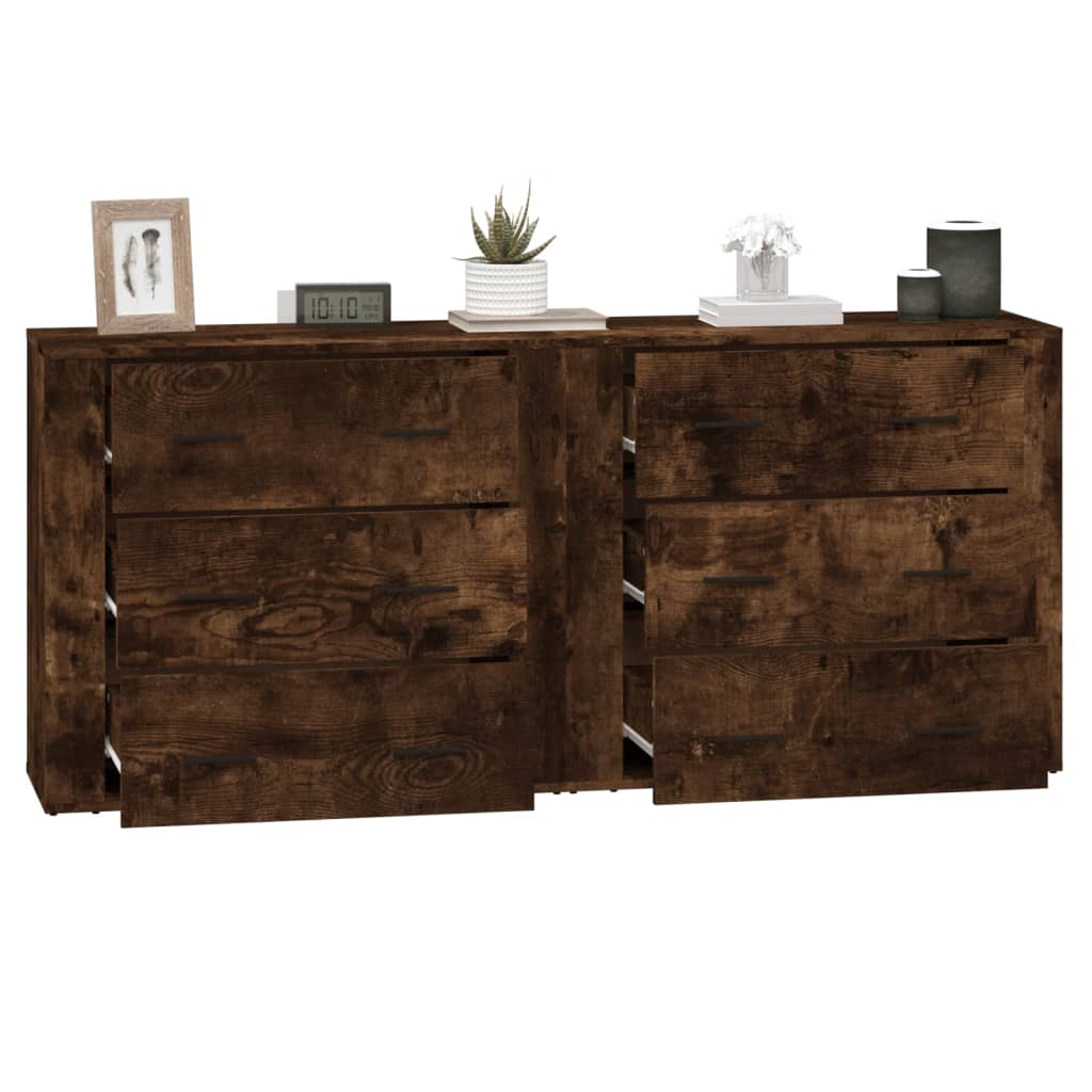 Buffets 2 pcs chêne fumé bois d'ingénierie