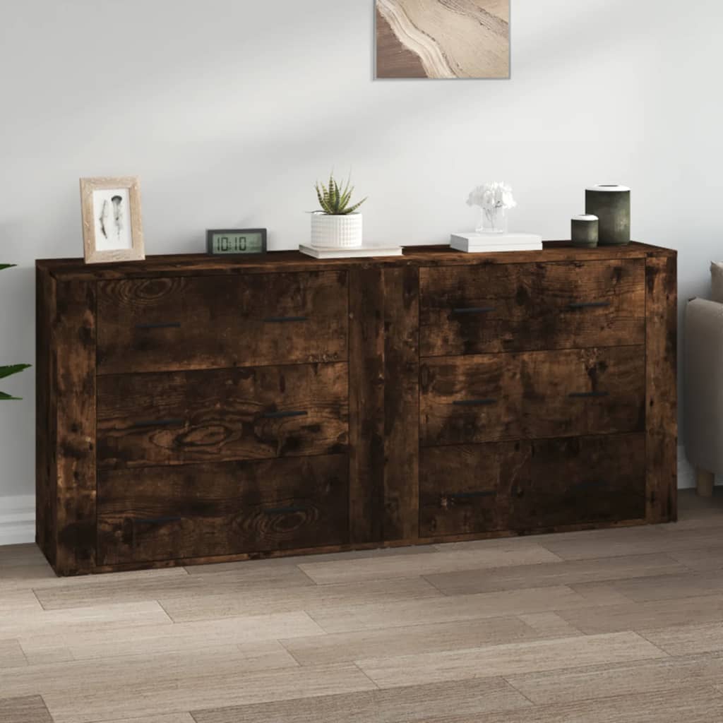 Buffets 2 pcs chêne fumé bois d'ingénierie