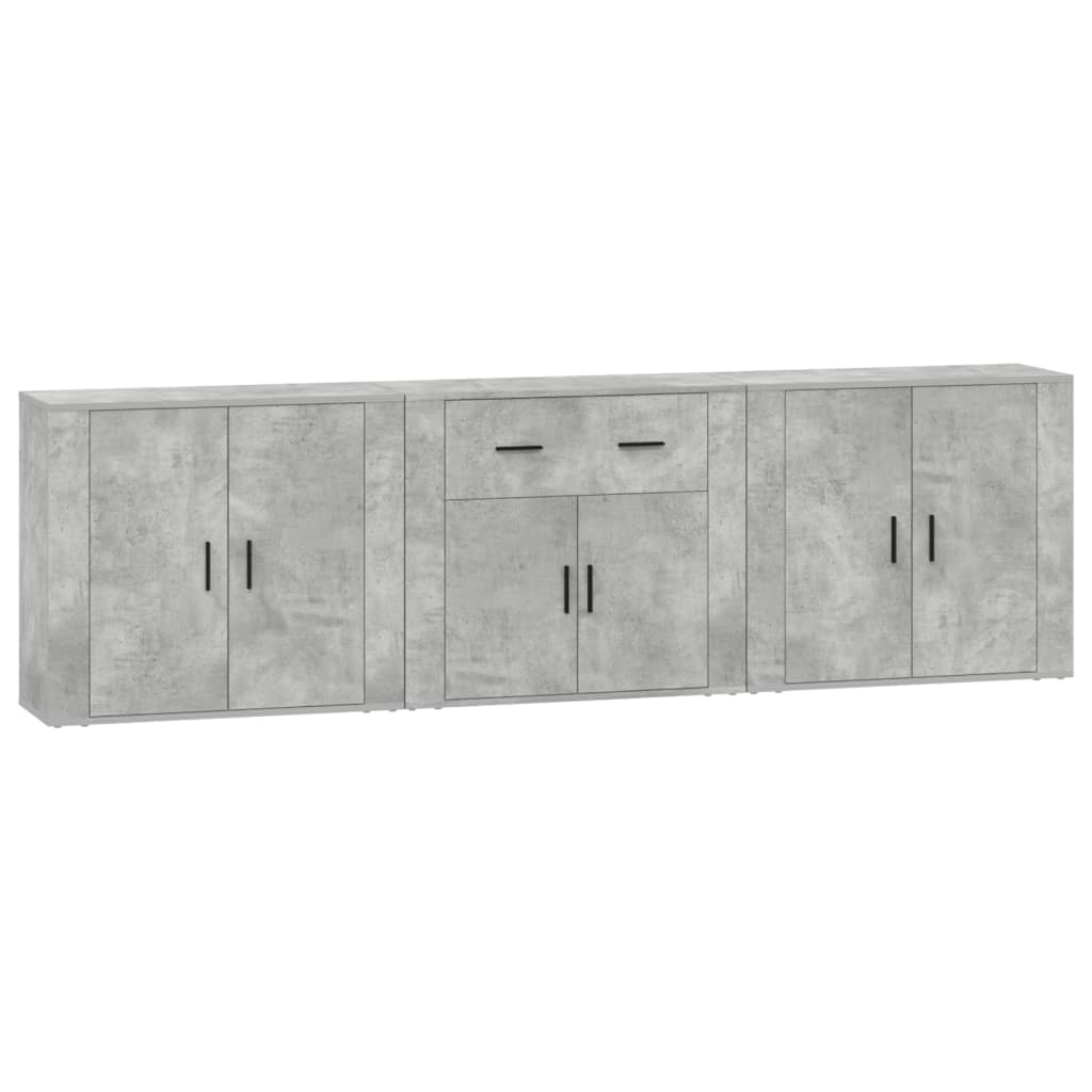 Buffets 3 pcs gris béton bois d'ingénierie