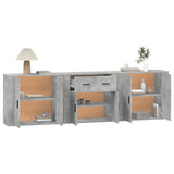 Buffets 3 pcs gris béton bois d'ingénierie