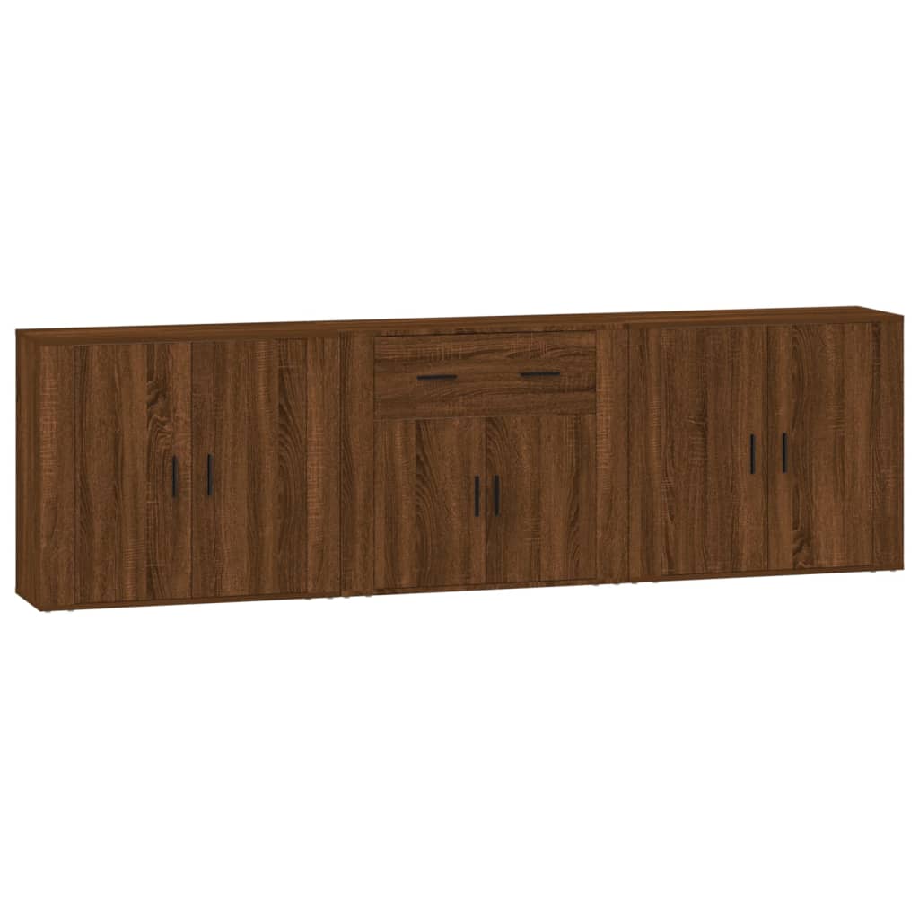 Buffets 3 pcs Chêne marron Bois d'ingénierie