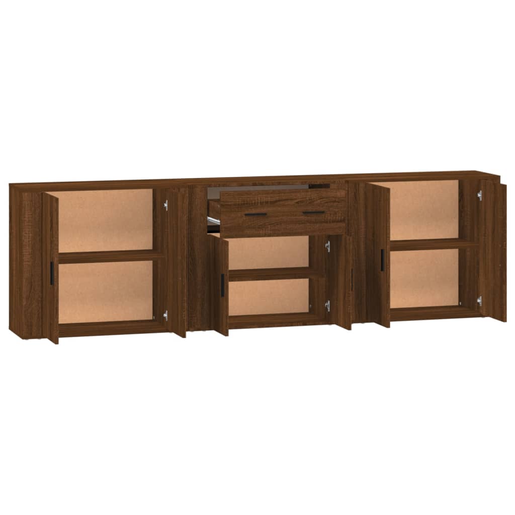 Buffets 3 pcs Chêne marron Bois d'ingénierie