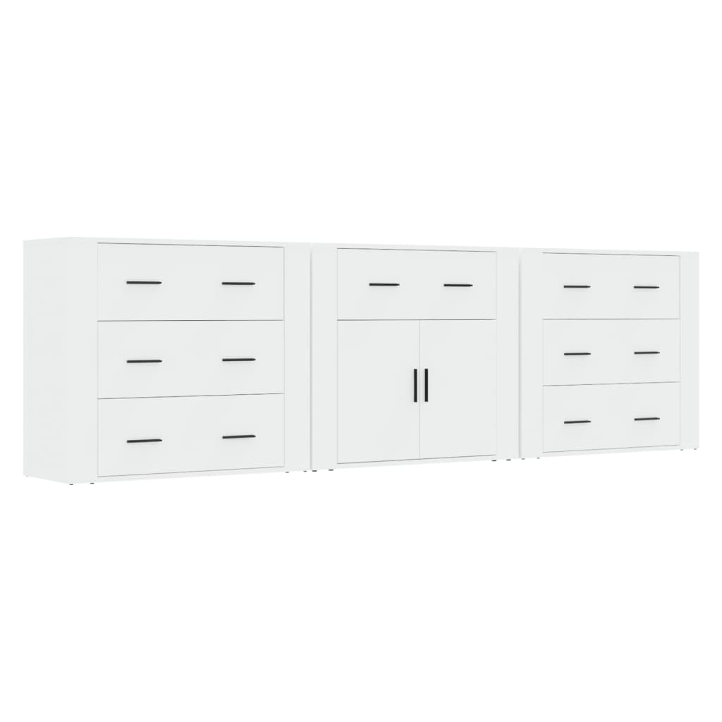 Buffets 3 pcs Blanc Bois d'ingénierie