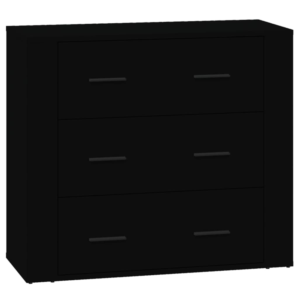 Buffets 3 pcs noir bois d'ingénierie