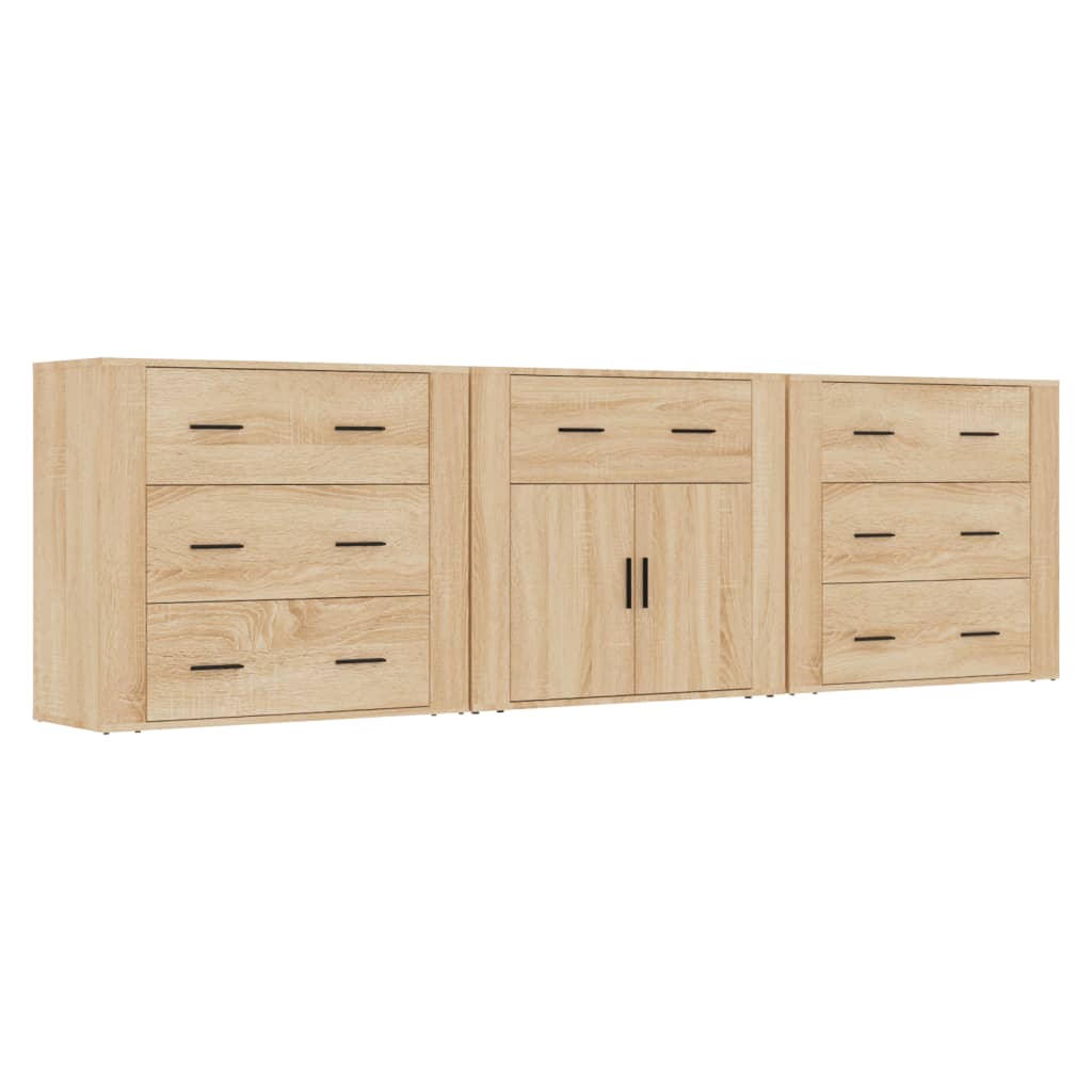 Buffets 3 pcs Chêne sonoma Bois d'ingénierie