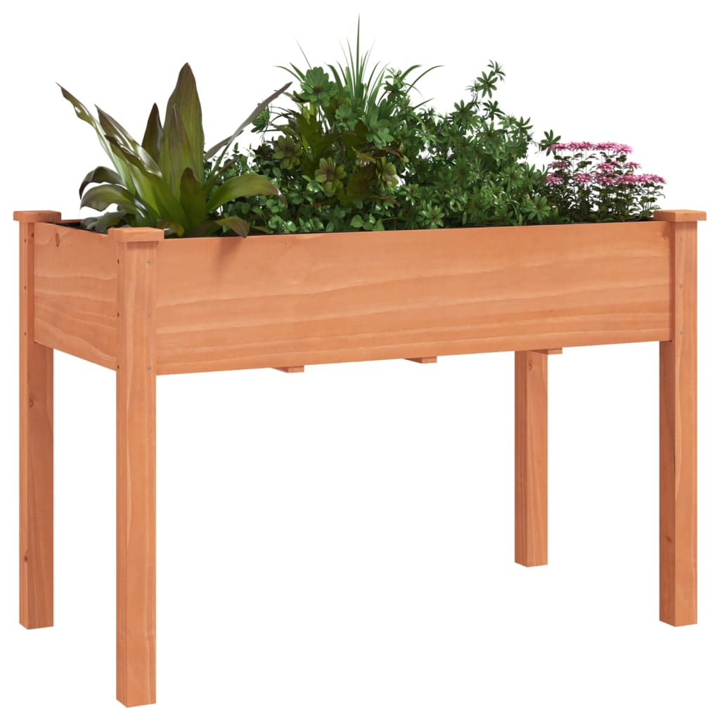 Planter with brown lining 118x59x76 cm solid fir wood