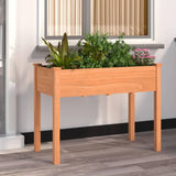 Planter with brown lining 118x59x76 cm solid fir wood