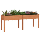 Planter with brown lining 203x53x76 cm solid fir wood