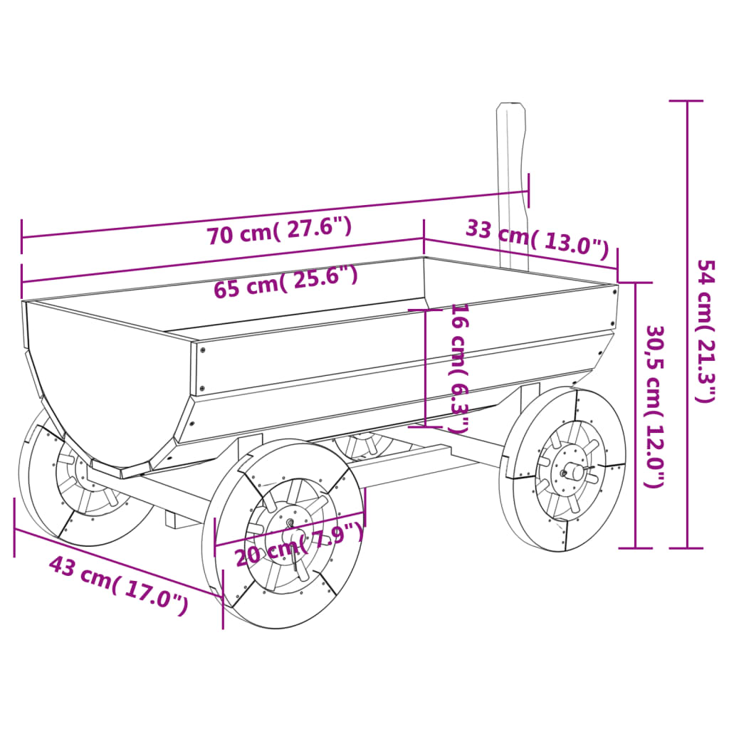 Decorative trolley 70x43x54 cm solid fir wood