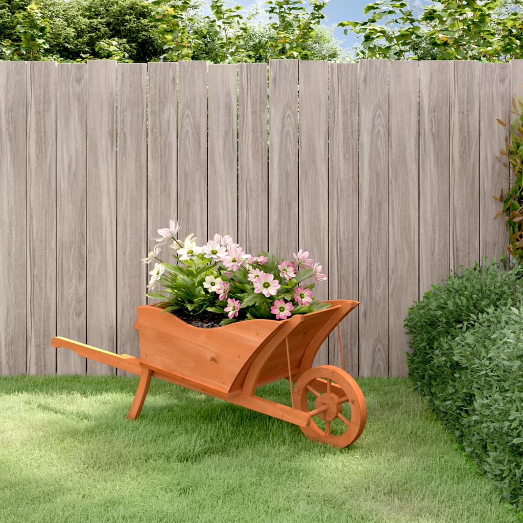 Wheelbarrow planter 128x45.5x43 cm solid fir wood