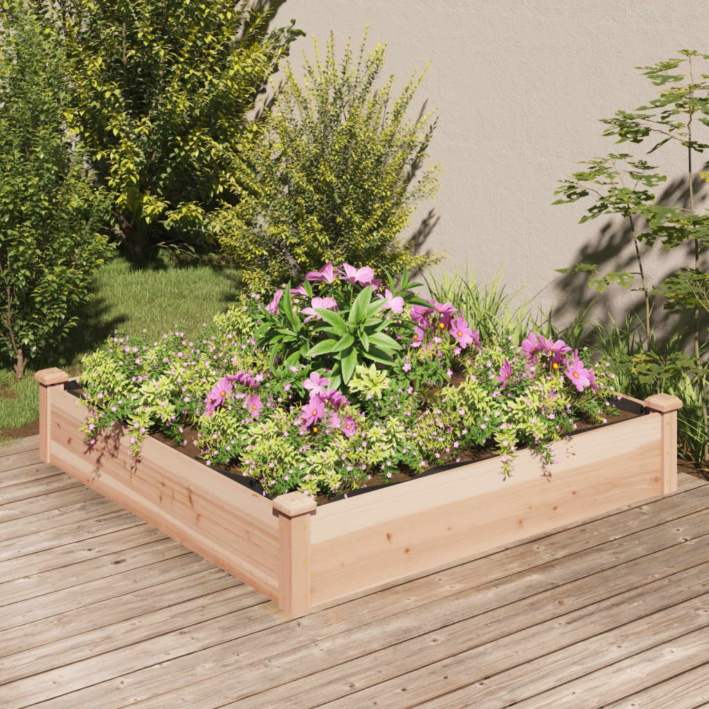 Lit surélevé de jardin doublure 120x120x25 cm bois massif sapin