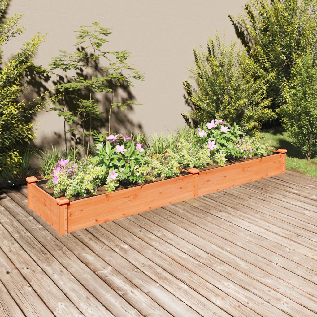 Lit surélevé de jardin doublure 240x60x25 cm bois massif sapin