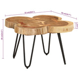 Table basse 36 cm 4 troncs bois d'acacia massif