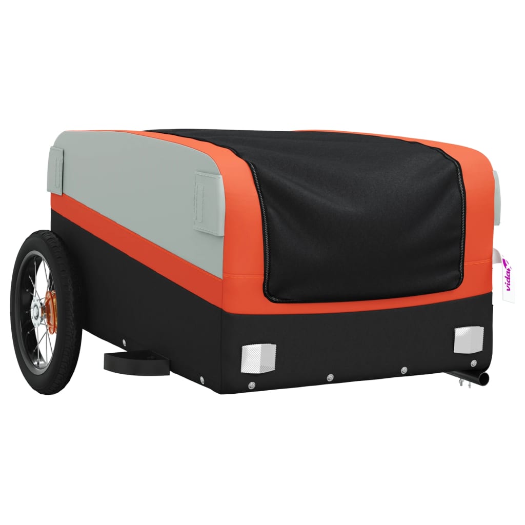 Remorque de vélo noir et orange 30 kg fer