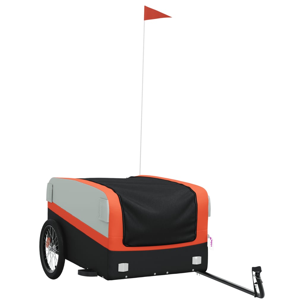 Black and orange bicycle trailer 45 kg iron