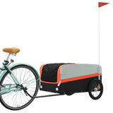 Black and orange bicycle trailer 45 kg iron