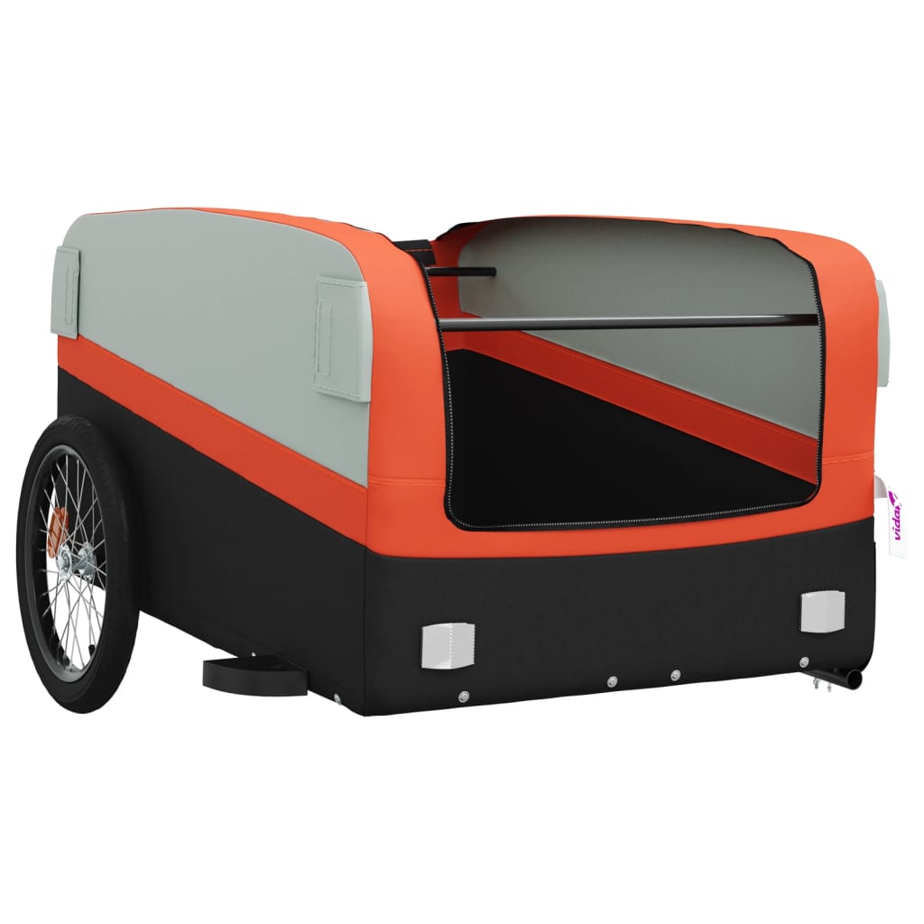 Black and orange bicycle trailer 45 kg iron