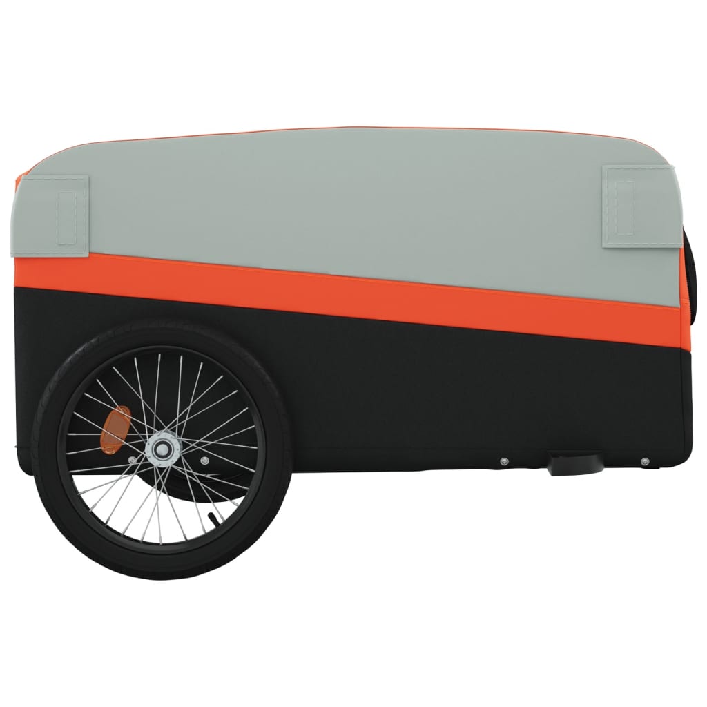 Black and orange bicycle trailer 45 kg iron