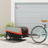 Black and orange bicycle trailer 45 kg iron