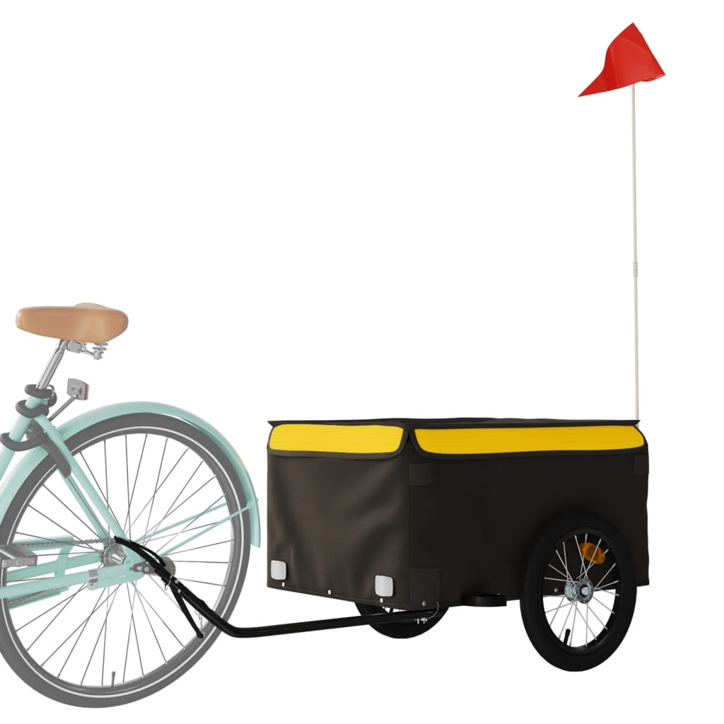 Remorque de vélo noir et jaune 45 kg fer