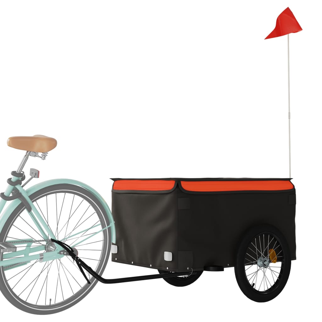 Remorque de vélo noir et orange 45 kg fer