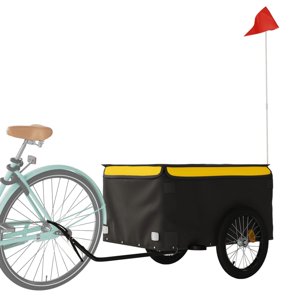 Remorque de vélo noir et jaune 45 kg fer