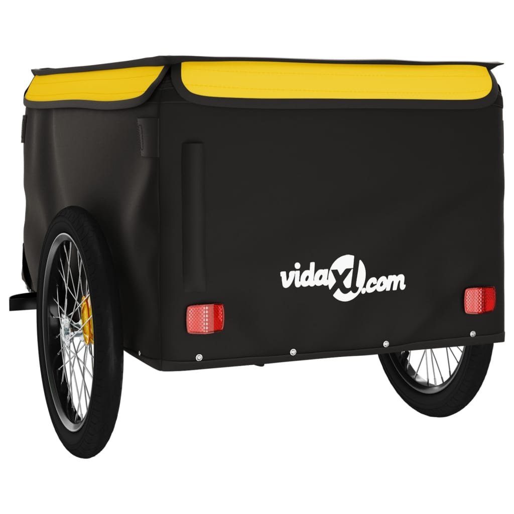 Remorque de vélo noir et jaune 45 kg fer