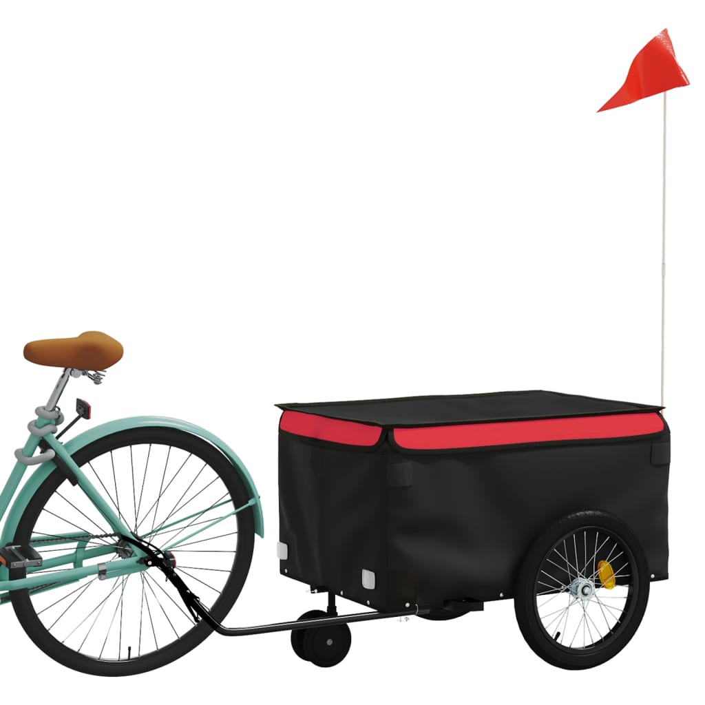 Remorque de vélo noir et rouge 30 kg fer