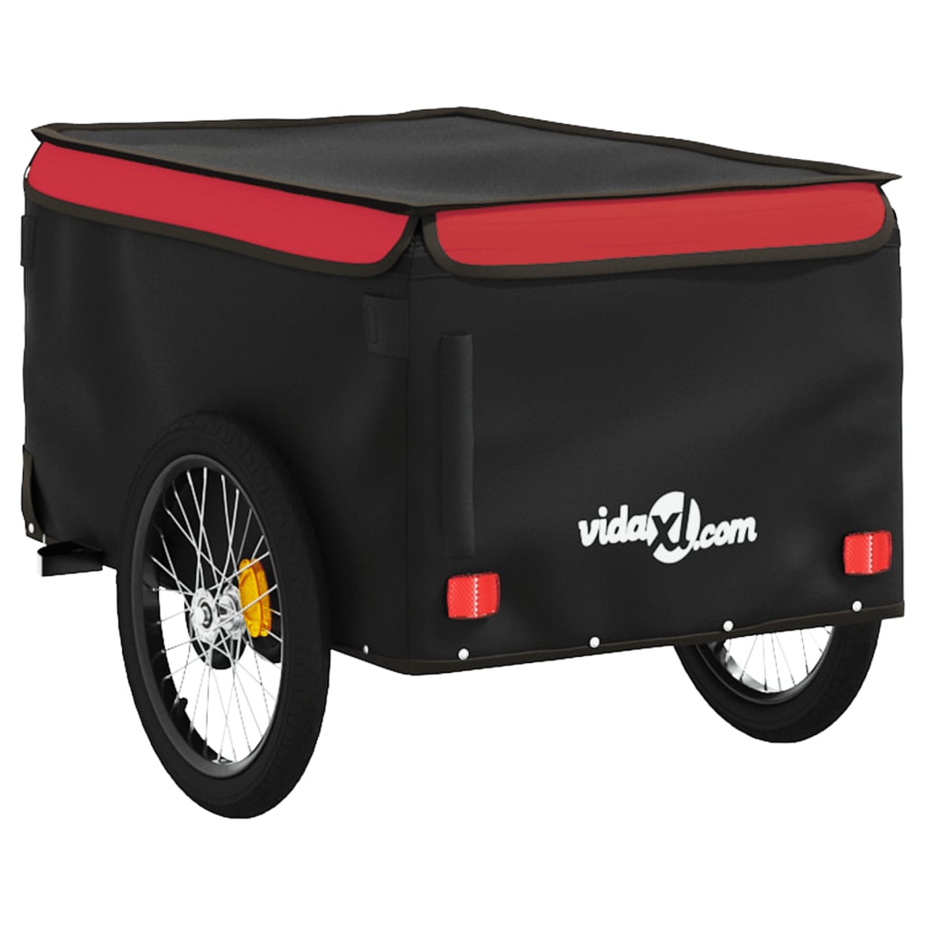 Remorque de vélo noir et rouge 30 kg fer