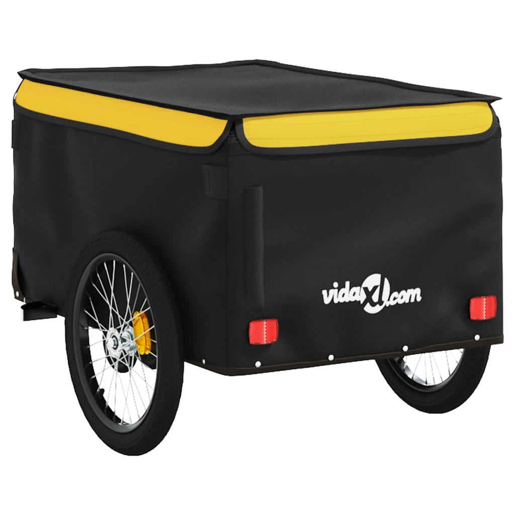 Remorque de vélo noir et jaune 30 kg fer