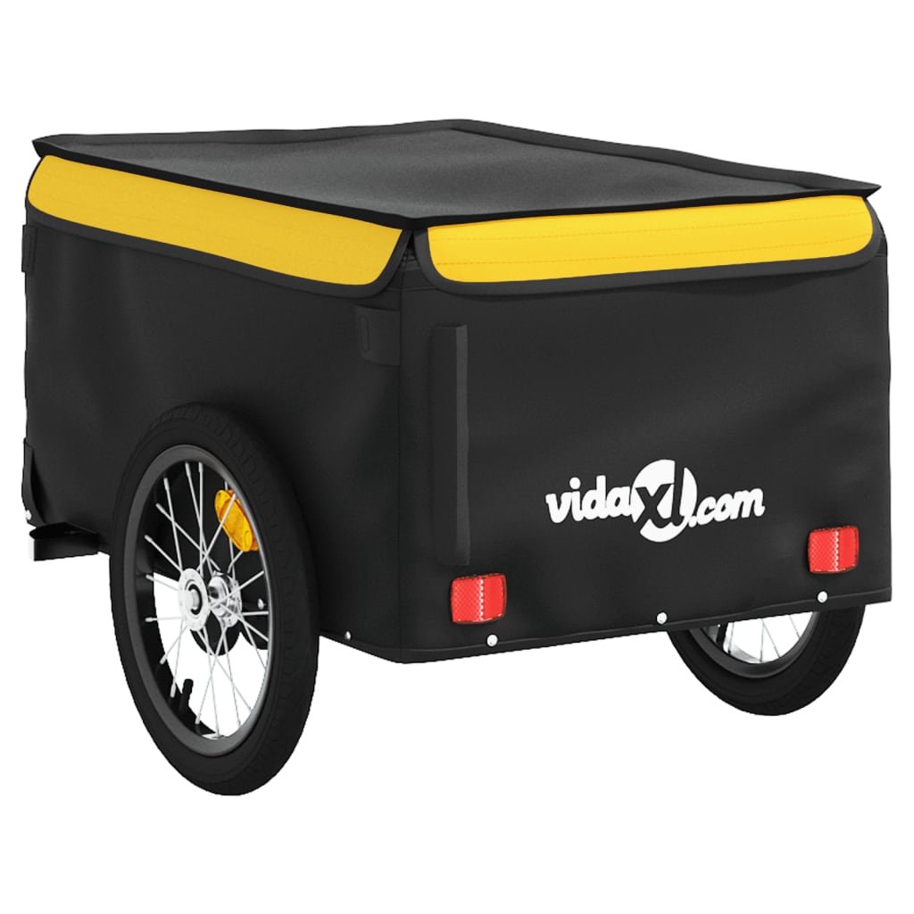 Remorque de vélo noir et jaune 45 kg fer