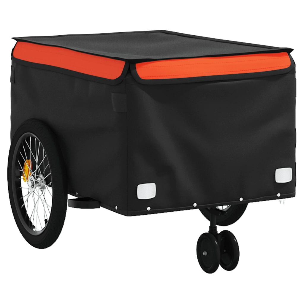 Remorque de vélo noir et orange 45 kg fer