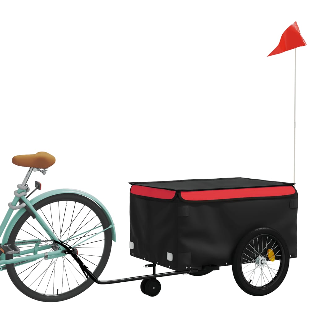 Remorque de vélo noir et rouge 45 kg fer