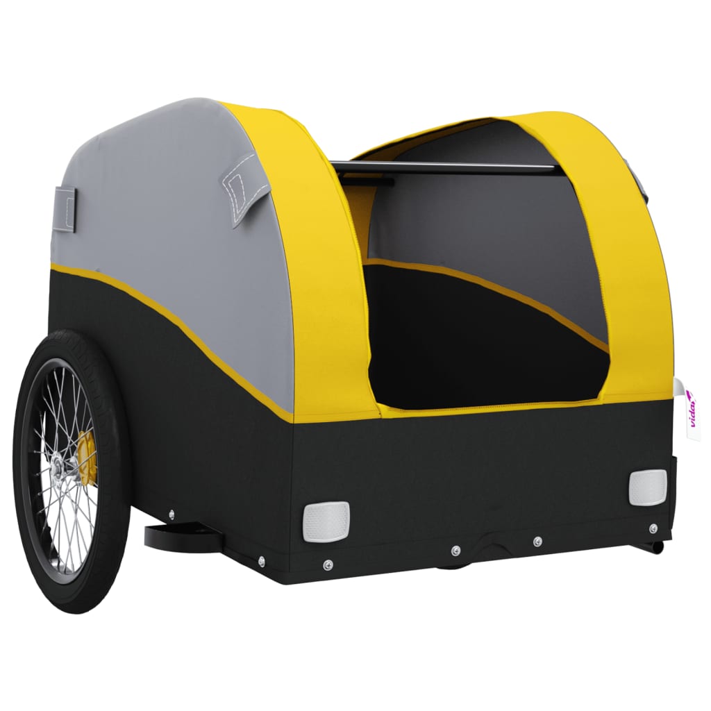 Remorque pour vélo noir et jaune 45 kg fer