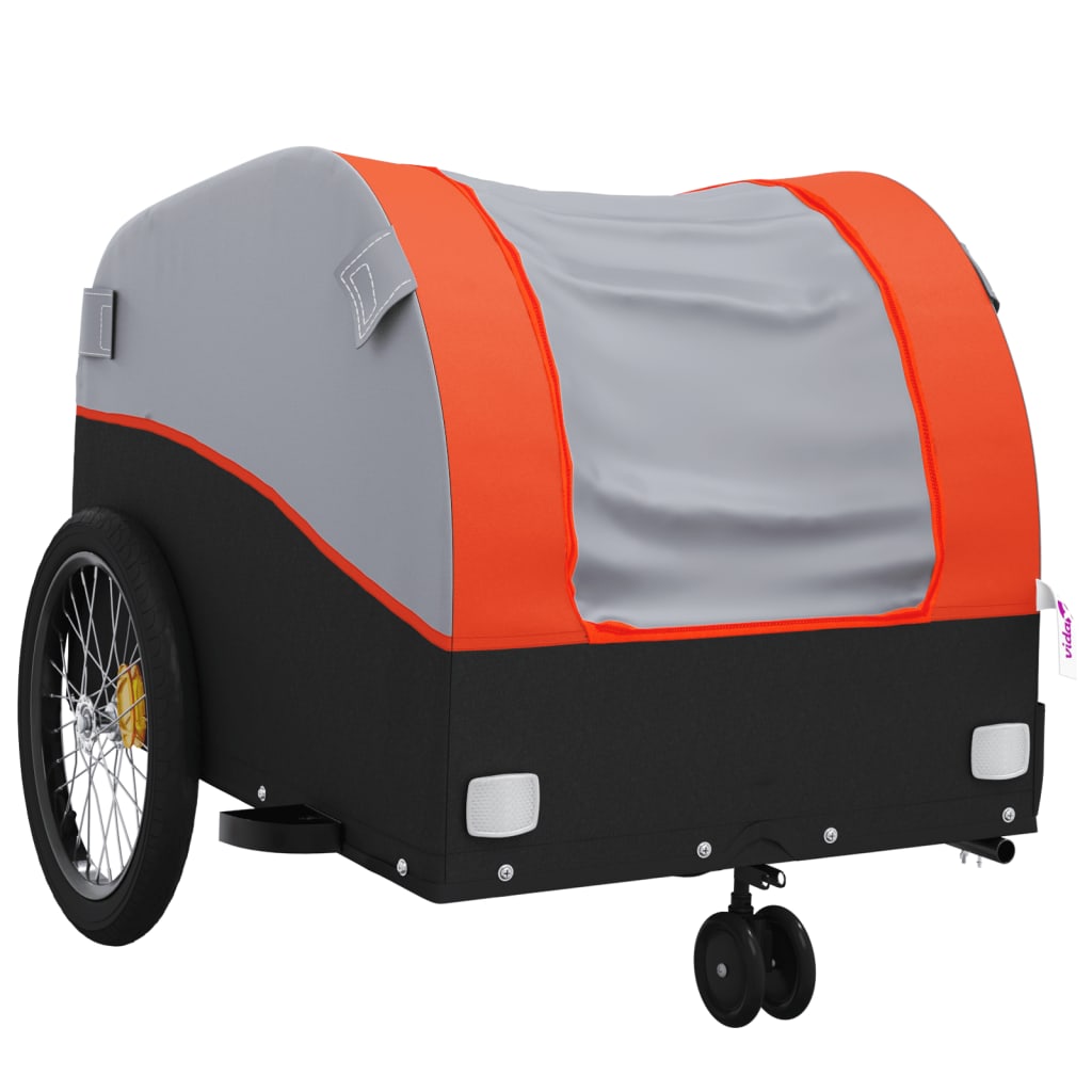 Remorque de vélo noir et orange 30 kg fer