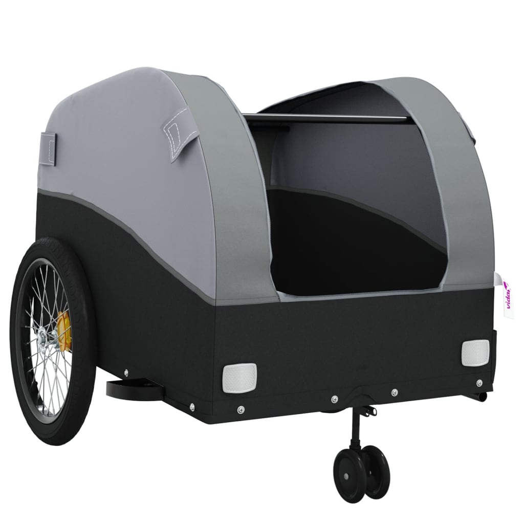 Black and grey bicycle trailer 45 kg iron