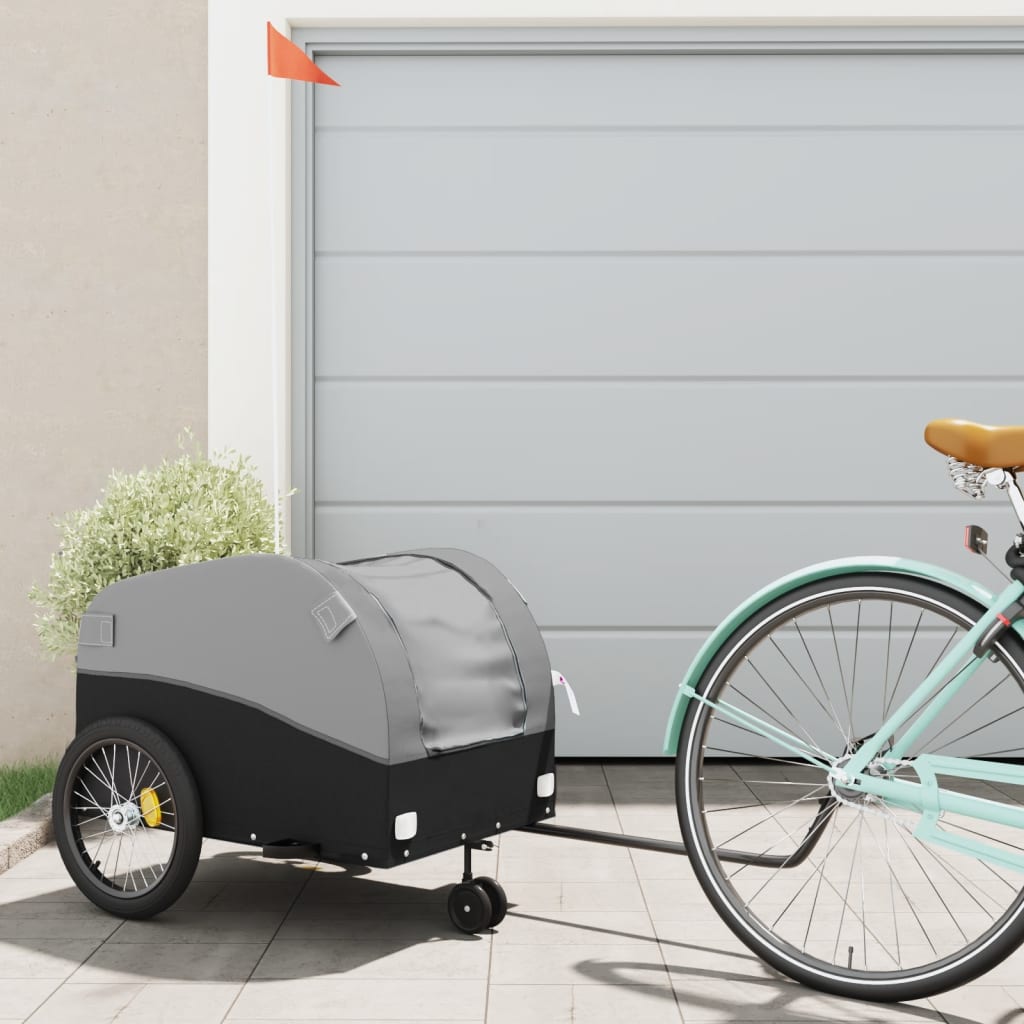 Black and grey bicycle trailer 45 kg iron