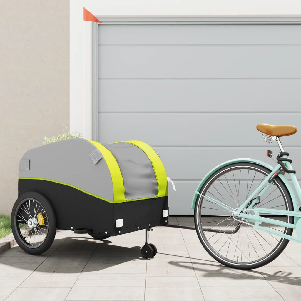 Black and green bicycle trailer 45 kg iron