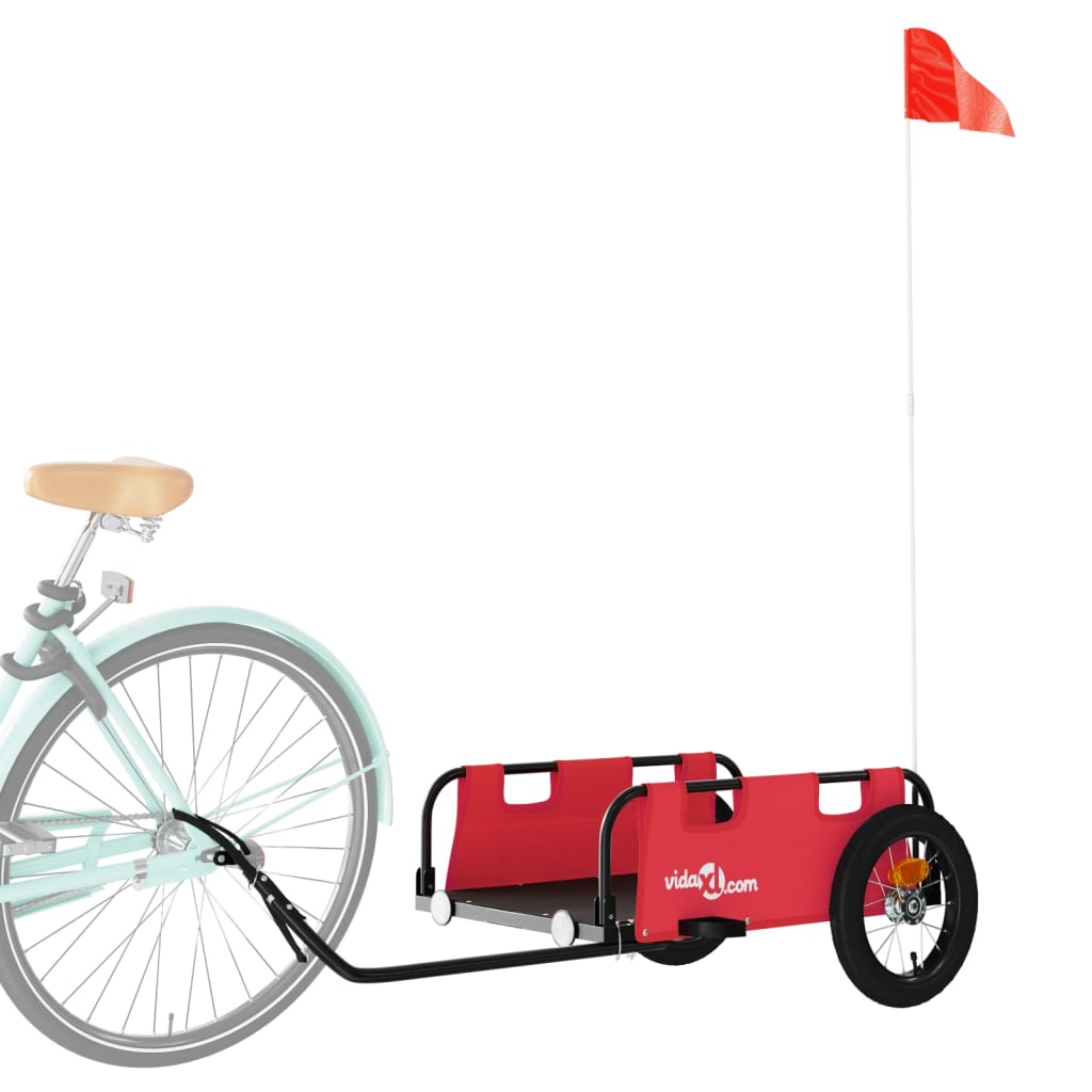 Remorque de vélo rouge tissu oxford et fer