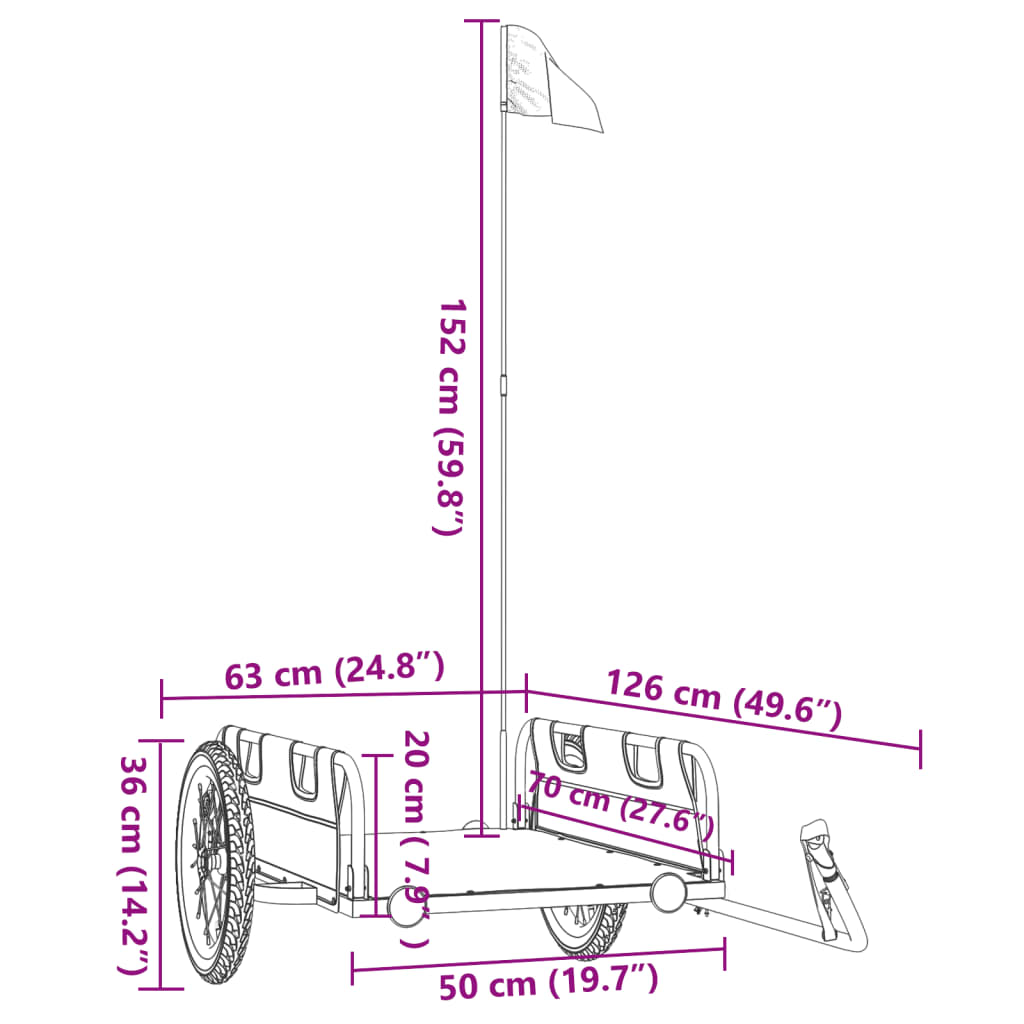 Remorque de vélo gris tissu oxford et fer